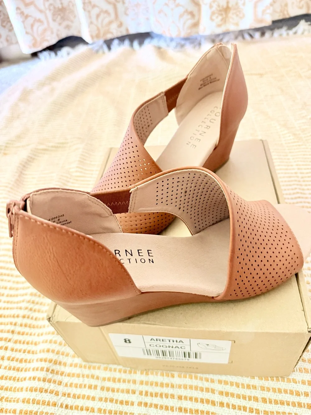 Journee Collection Aretha Open-Toe Wedge Sandals in Cognac